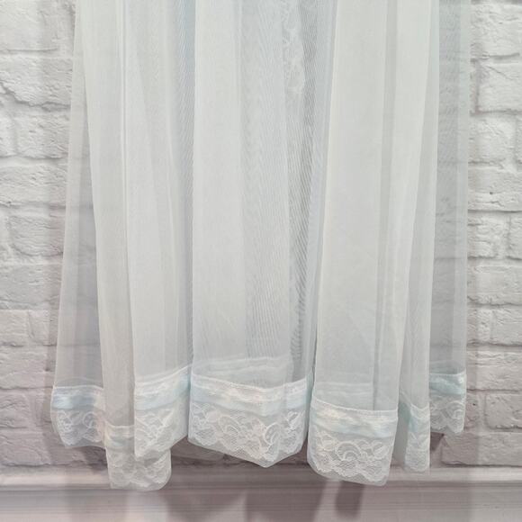 W Miss Elaine Sheer Lace Blue Nightgown Robe Vintage Deadstock NWT Women Size L - Picture 11 of 14